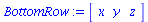 array( 1 .. 3, [( 1 ) = x, ( 2 ) = y, ( 3 ) = z ] )