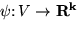 $\phi \colon U \to { \bf R^k}$
