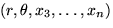 $(r, \theta, x_3, \ldots, x_n)$